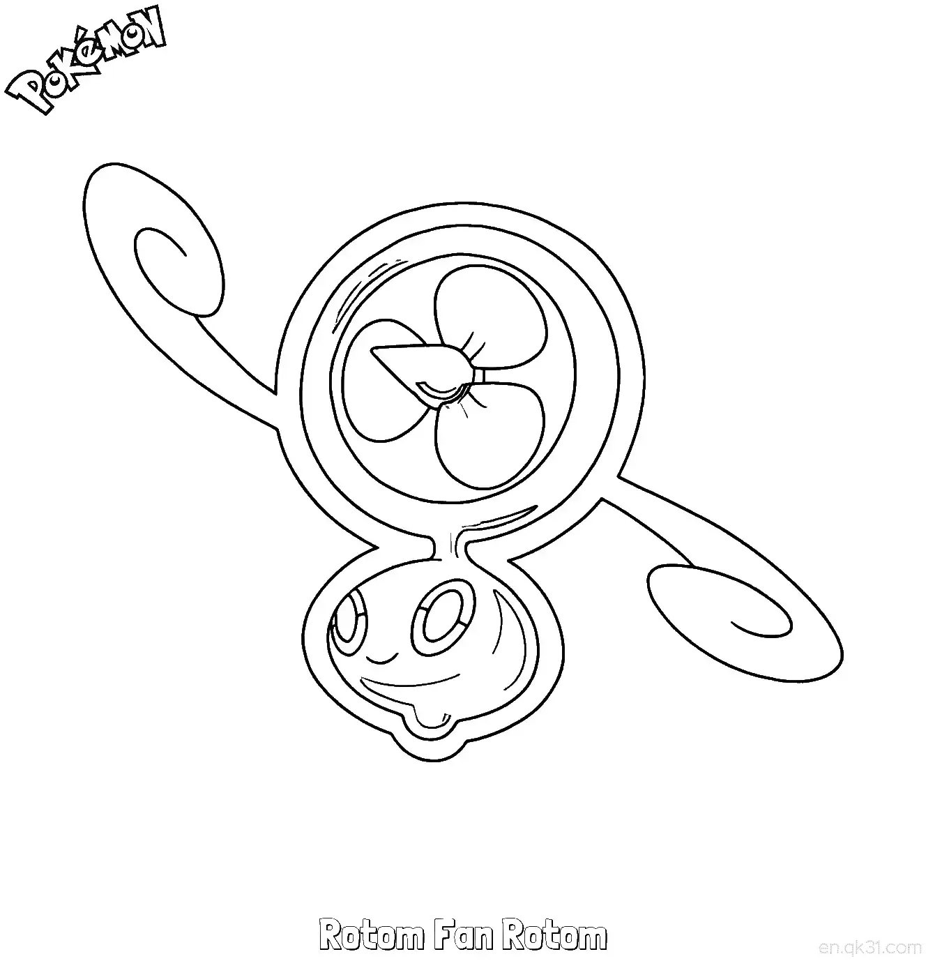 Rotom Fan Rotom Coloring Page - Free Printable Pokemon Coloring Sheets – Free Printable Coloring Page for Kids and Adults